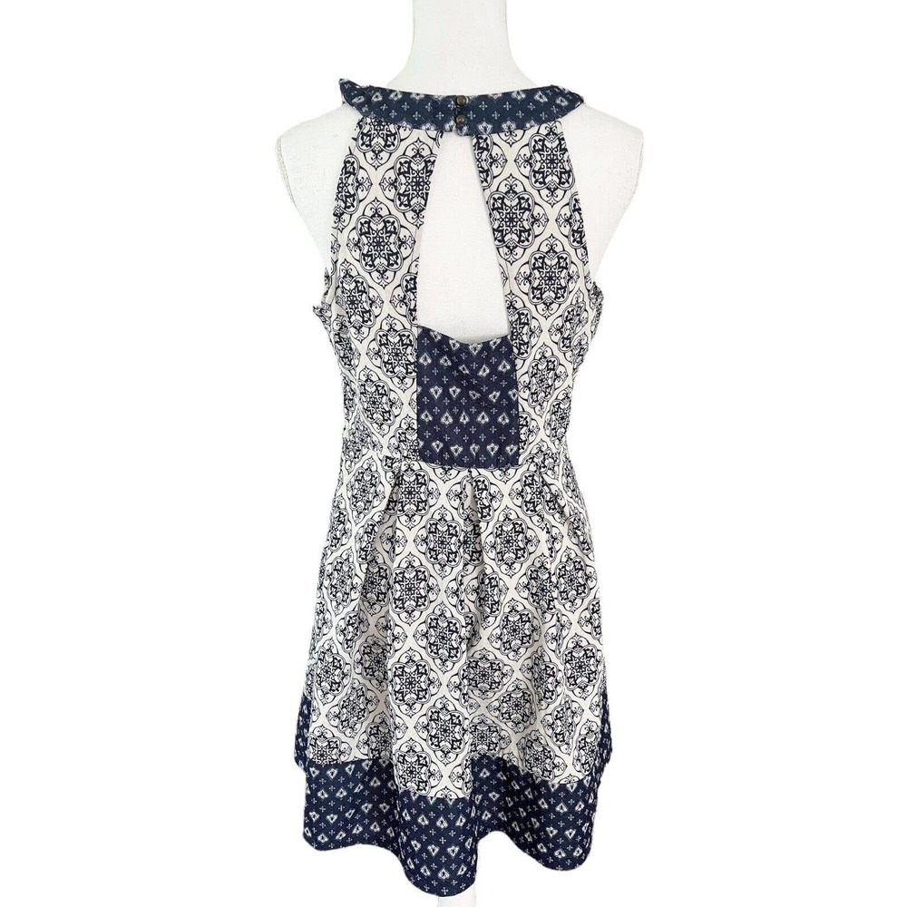 Rewind Blue Medallion Boho Print Sleeveless Fit & Flare Dress Juniors Size Large - Picture 3 of 5